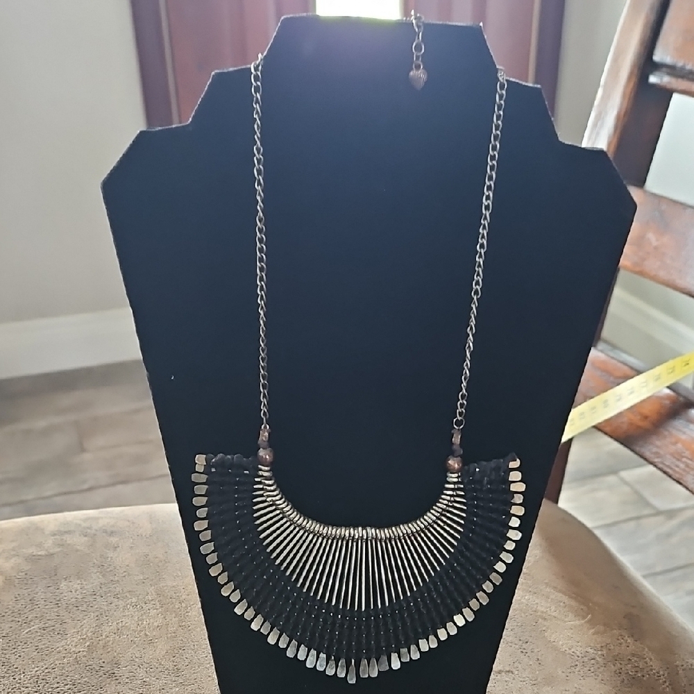 Boho Black and Silver Necklace